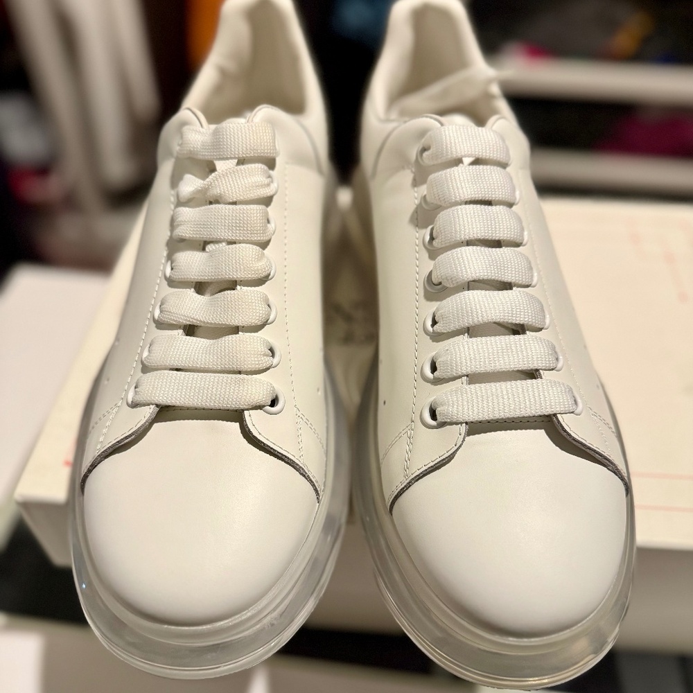 Alexander McQueen Men's Oversized Gel Sole Leather Platform Sneakers